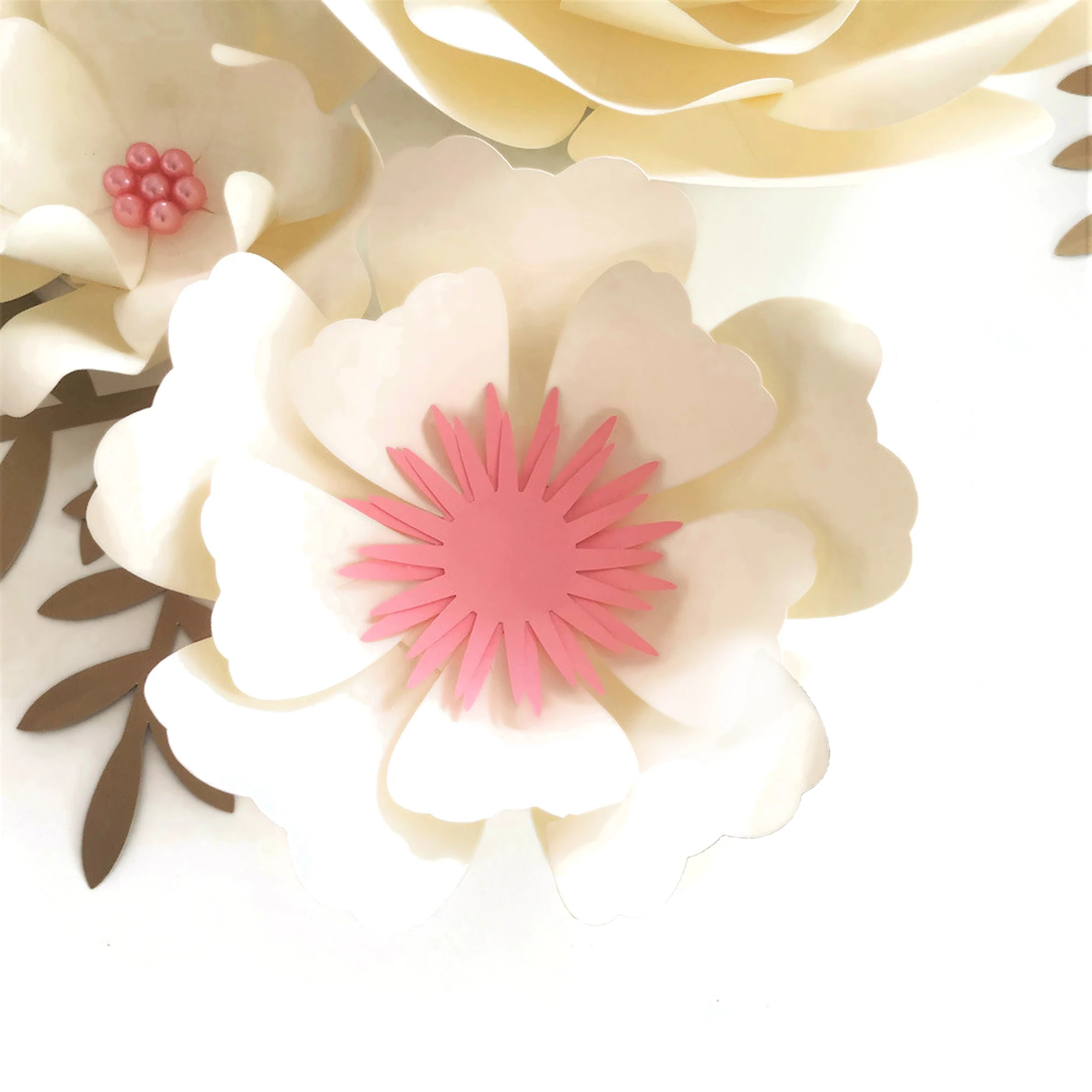 Ручная работа розовый цвет слоновой кости белый Флер завершенный бумажный цветы