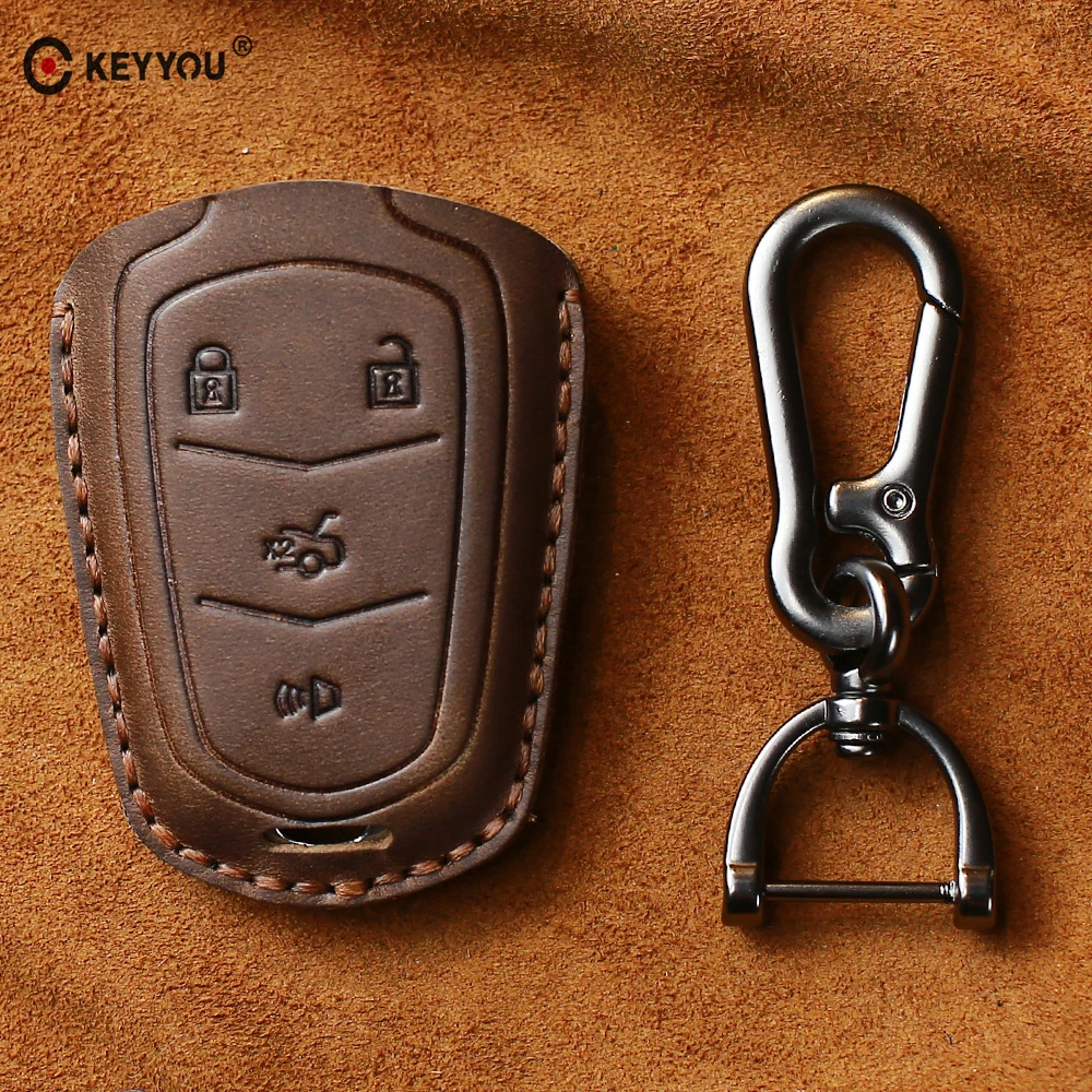 Чехол для автомобильного ключа KEYYOU из натуральной кожи чехол брелок Cadillac Escalade ATS
