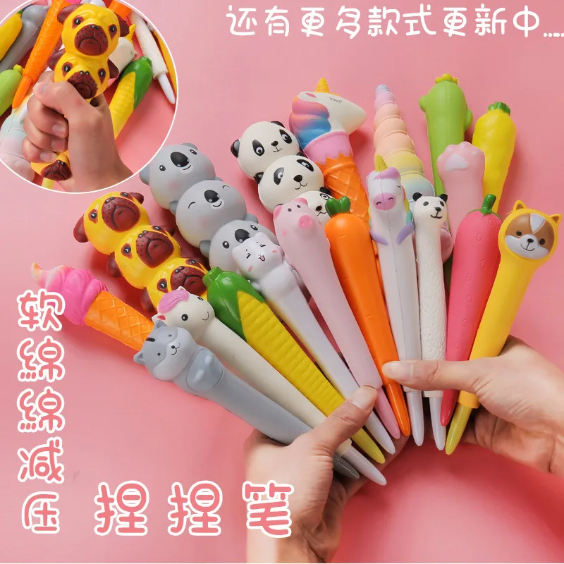

Creative stationery soft decompression neutral pen slow rebound pen lovely student vent pinch pen kawaii office supplies xiomi