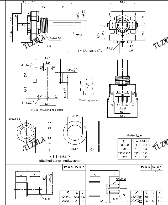 1 шт. 360 градусов поворотный переключатель кодировщика EC16 кодировщик звука