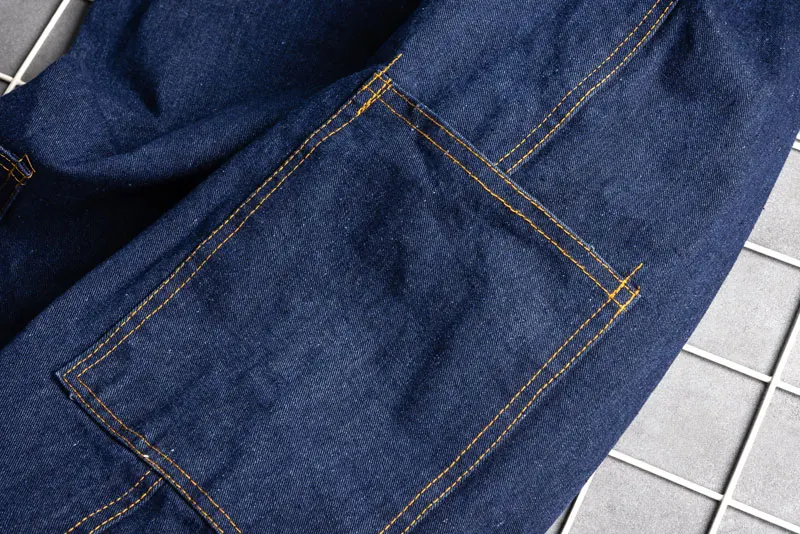 Man Jeans Jumpsuits Bib Overalls Cotton Reflective Strip Hooded Denim Cargo Pants Fashion Leisure Hip Hop Freight Trousers