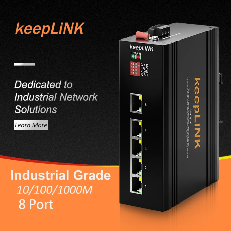 5 Port Gigabit Ethernet Network Switch Unmanaged IP40 Ethernet Splitter Industrial Grade Outdoor DIN Rail Mounting Switch