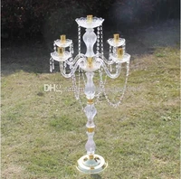 90cm height crystal wedding centerpiece acrylic gold sliver candelabra clear candle holder event party table decoration