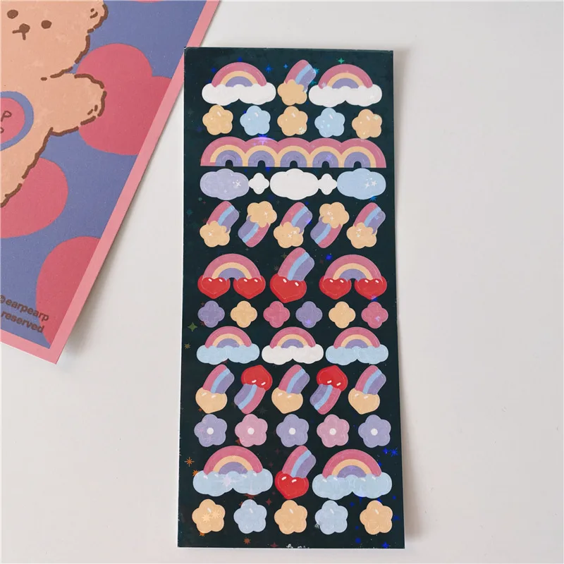 Ins Цвет волны лазера рисунком в виде радуги наклейки этикетки наклейка