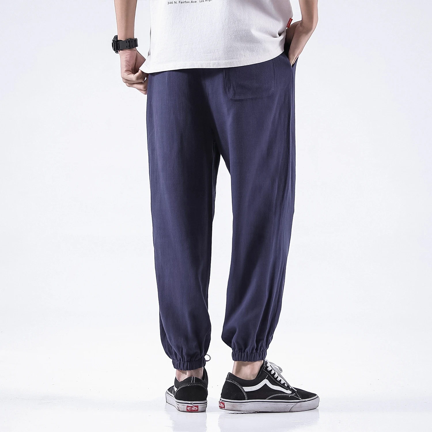 Мужские льняные шаровары тренировочные брюки в стиле Харадзюку свободные хип