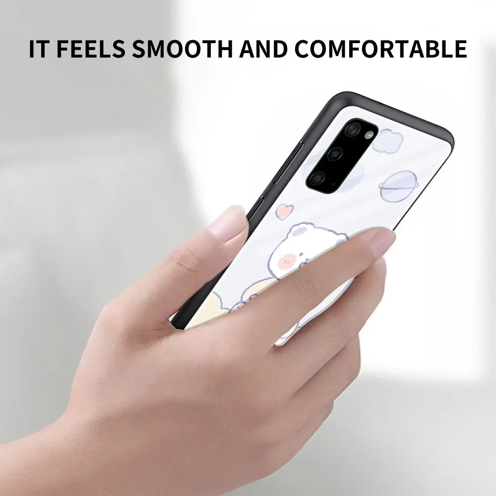 

Cute Cartoon Rabbit Glass Case For Samsung Galaxy S21 S20 FE S10 S9 Plus Note 20 9 10 Lite S20Ultra Coque Phone Shell Cover