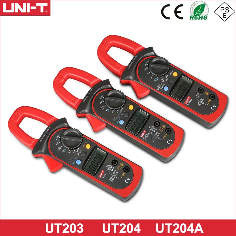 Цифровой ручной мультиметр-зажим UNI-T UT201 UT203 UT204 UT204A тестер Измеритель DMM CE AC DC Volt Amp