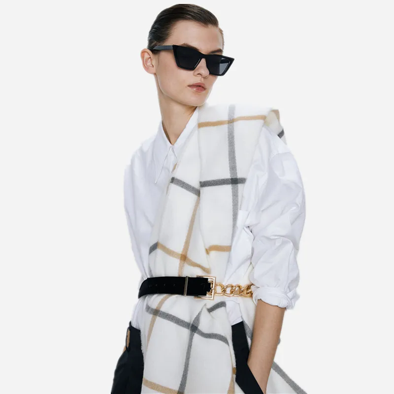 

Зимний мягкий кашемировый шарф POBING, Женский двойной клетчатый, стандартный шарф, толстый, теплый, унисекс, Пашмина