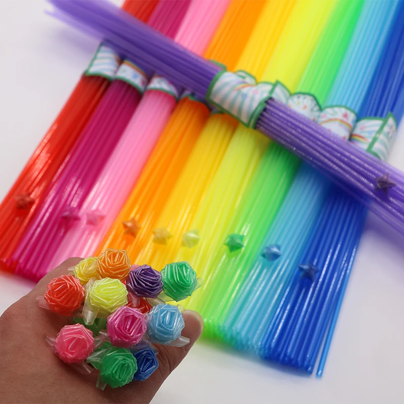 Детский сад ручной класс Ремесло соломинки складные звезды Роза цветок соломы