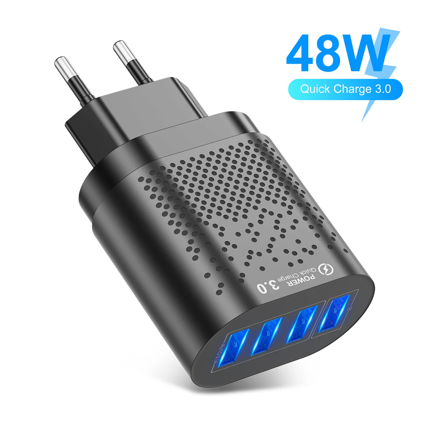 

4 Port 48W Fast Chargers EU/US Plug USB Charger 3A Quik Charge 3.0 Mobile Phone Charger for IPhone Samsung Xiaomi Redmi Huawei