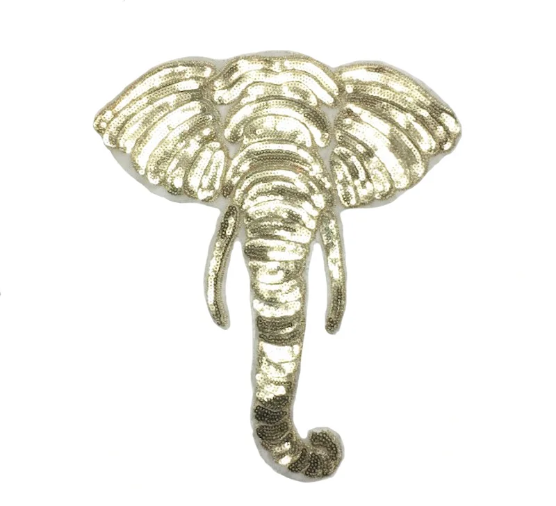 1 шт. золотые блестки слон Кружева Патчи Швейные на кружевные нашивки аппликации