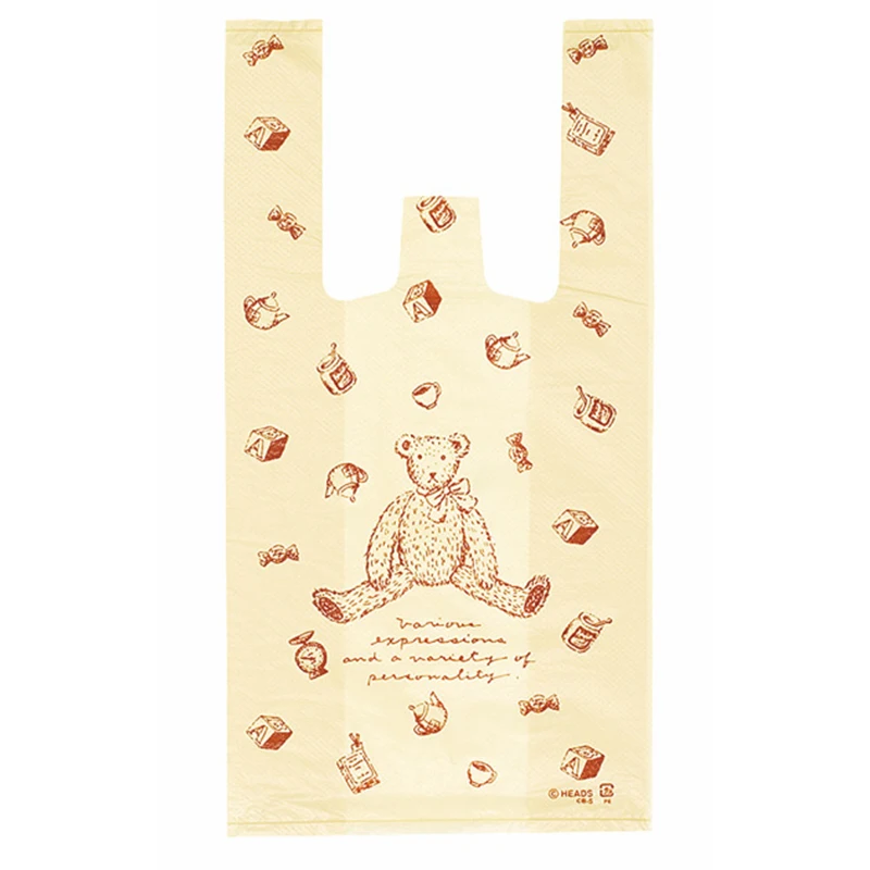 

100pcs/pack Cute Bear Plastic Bags Shopping Bag Supermarket Plastic With Handle Biscuits Candy Packaging Convenient For Food