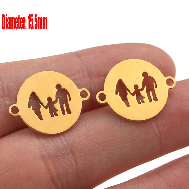 5pcs Family Chain Stainless Steel Pendant Necklace Parents and Children Necklaces Gold/steel Jewelry Gift for Mom Dad New Twice - Цвет: Gold 43