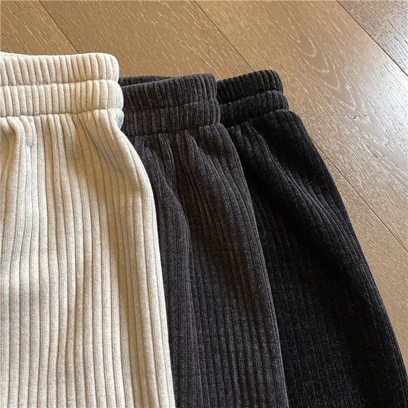 

Corduroy wide-leg women pants autumn winter new plus velvet thickening straight high waist drape casual loose thin all-matchs160