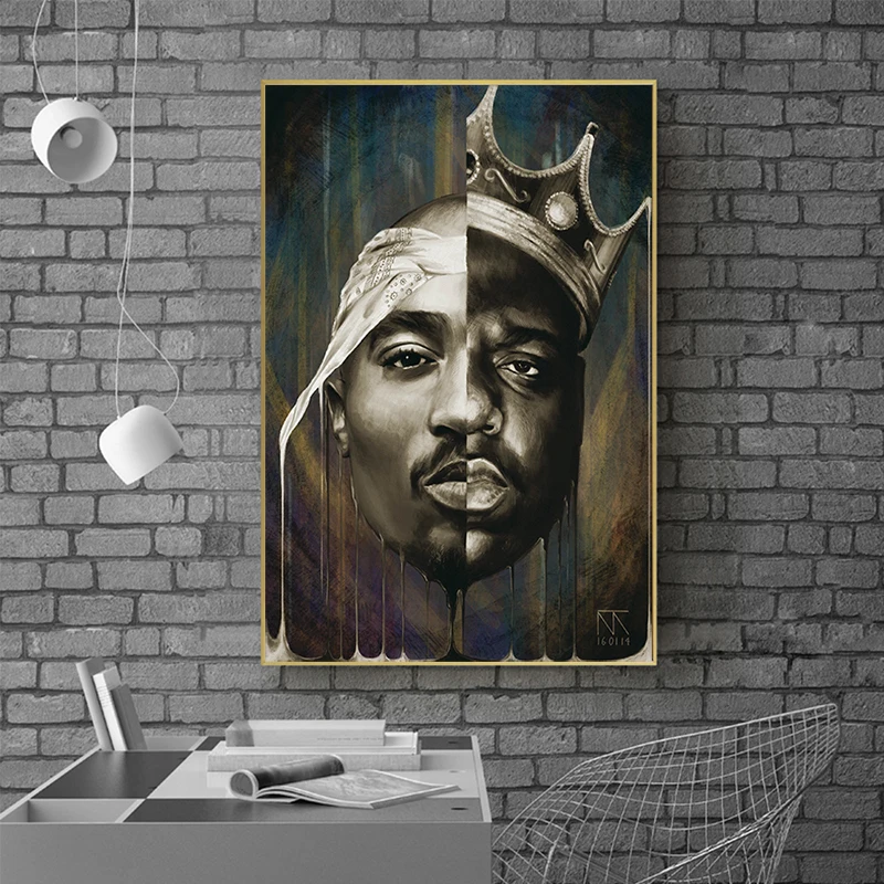 

Singer Rapper Pop Star Poster Tupac Shakur King Pictures Painting On Wall Loft Portrait Printings Room Home Decor Frameless