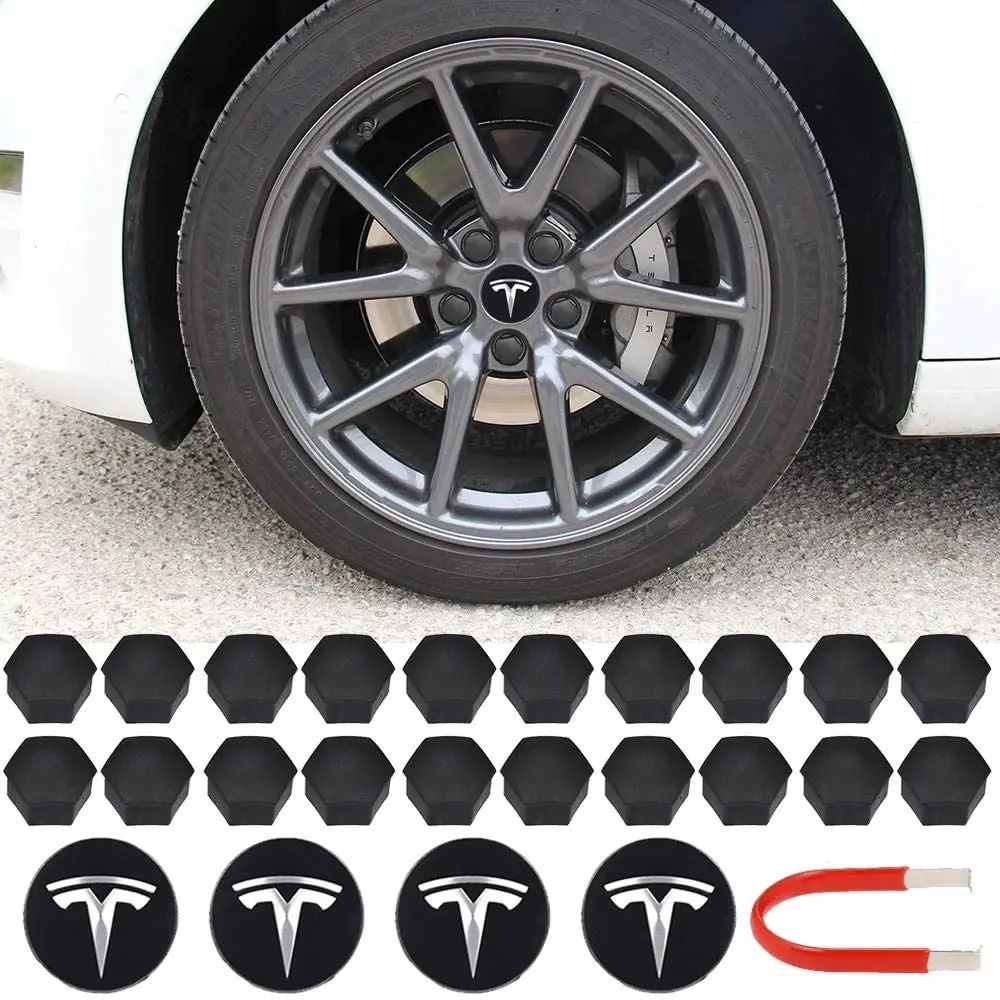 

Wheel Center Caps Hub Cover Screw Cap Logo Kit Decorative Tires Cap Modification Accessories for Tesla Aluminum Model 3/ S/ X