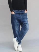 2022 trendy jeans mens harem pants casual denim pants hip hop pants small feet jean loose baggy streetwear men trousers man