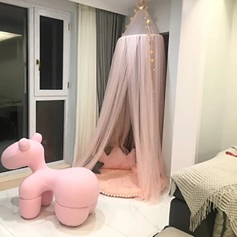 

Crown Kids Play Tent Hanging Lace Bedding Round Dome Bed Canopy Bedcover Net Curtain Home Bed Castle Folding Tents for Kids INS