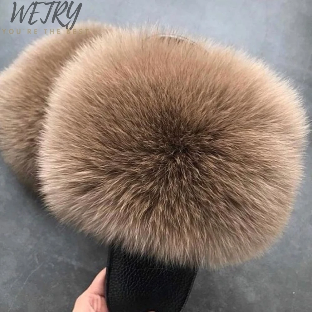 2020 брендовые роскошные меховые тапочки женские шлепанцы с натуральным лисьим