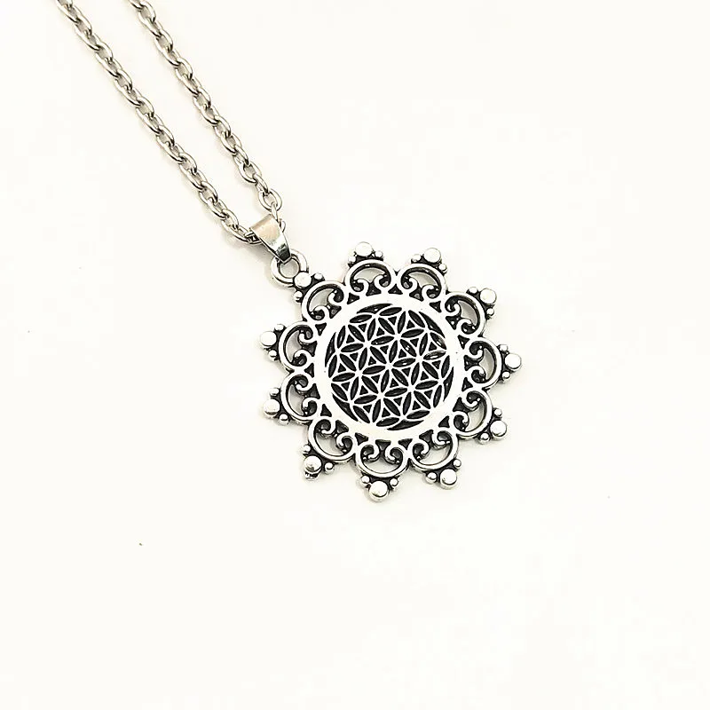 Буддийский цветок жизни 1 шт. длинная цепочка семена Священная геометрия