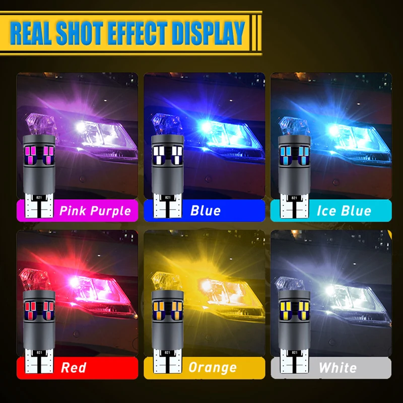 

2PCS High Quality T10 W5W Super Bright 3030 LED Car Interior Reading Light Marker Lamp 168 194 LED Auto Wedge Parking Bulbs