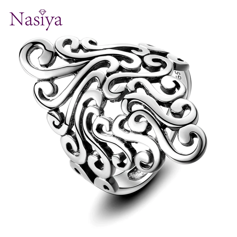 Женские кольца из стерлингового серебра 925 пробы модные женские винтажные полые