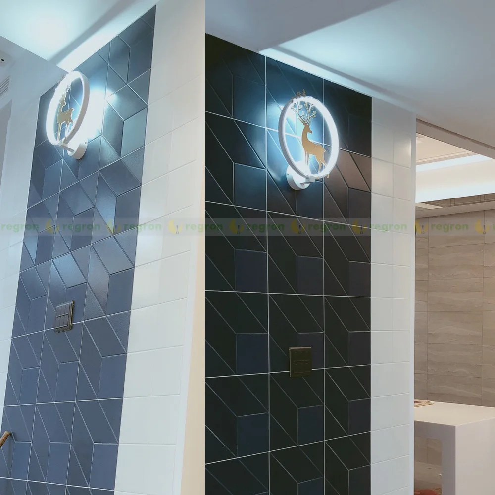 Современный черный и белый настенный светильник с рисунком оленя для гостиной