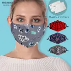 С мультипликационным принтом в виде глаз на регулируемыми бретелями стильные защитный многоразовая маска для лица Уход за кожей лица маска с фильтром PM2.5 Анти-пыль смываемая маска