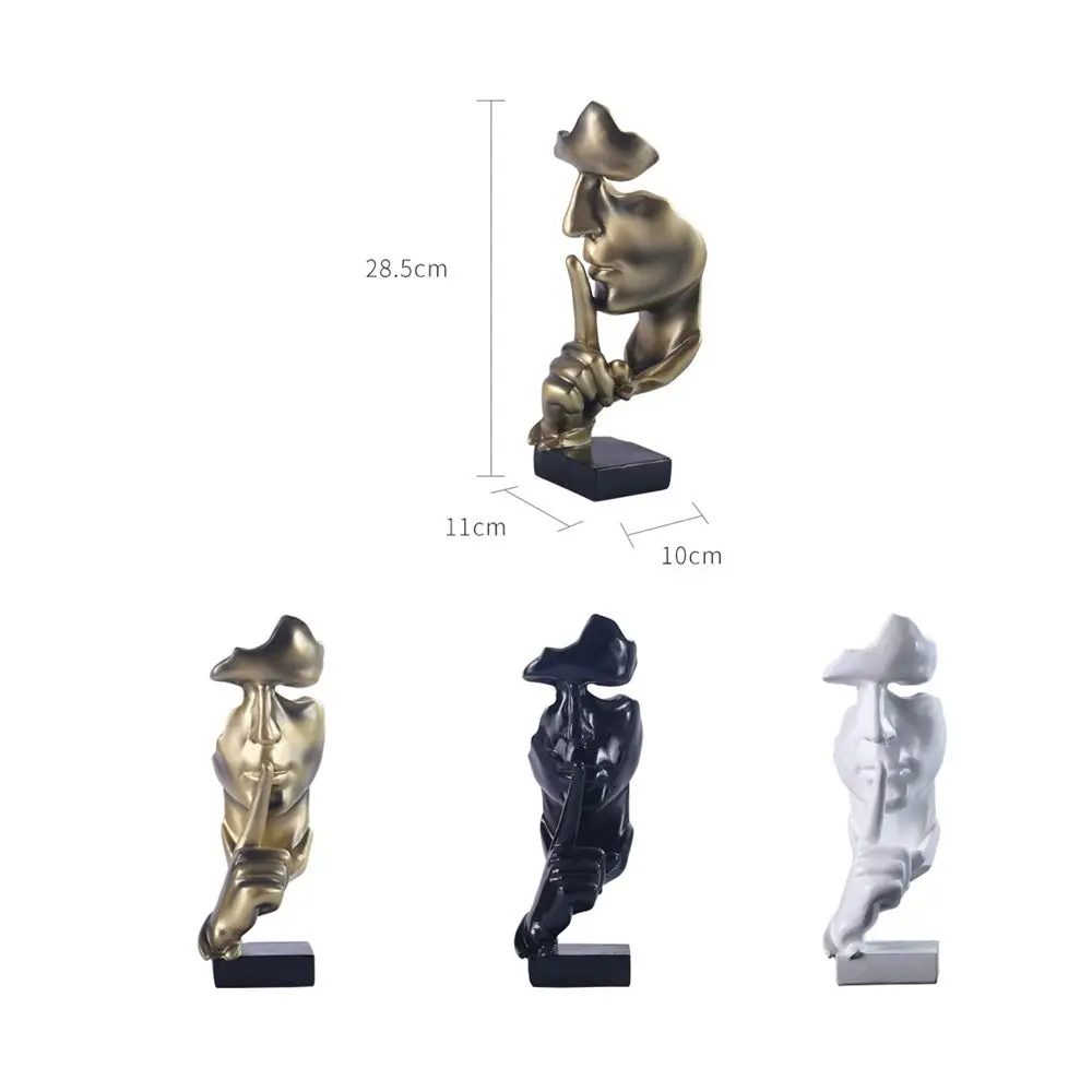 

Abstract Sculpture Statue Ornament Silence Is Gold Furnishings Retro Resin Office Home Accessories Crafts Ornaments Figurines