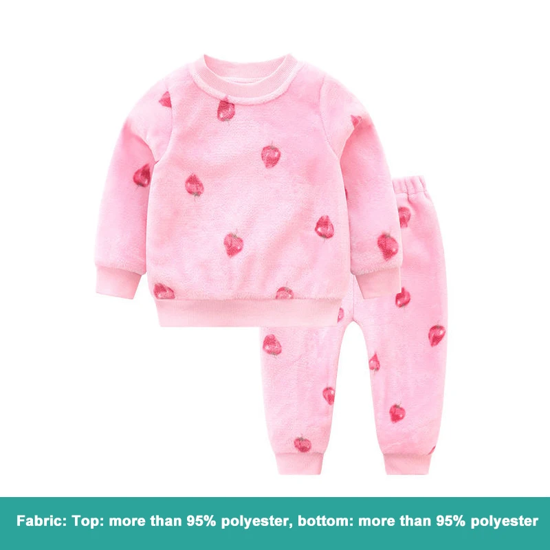 

Kids Flannel Pajamas Sets Autumn Winter Boys Girls Sleepwear Flannel Fleece Baby Underwear Toddler Child Home Clothes Suit