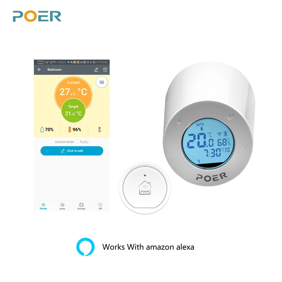 WiFi Smart Thermostat radiator Controller Thermoregulator integrated with boiler humidity display works with Alexa
