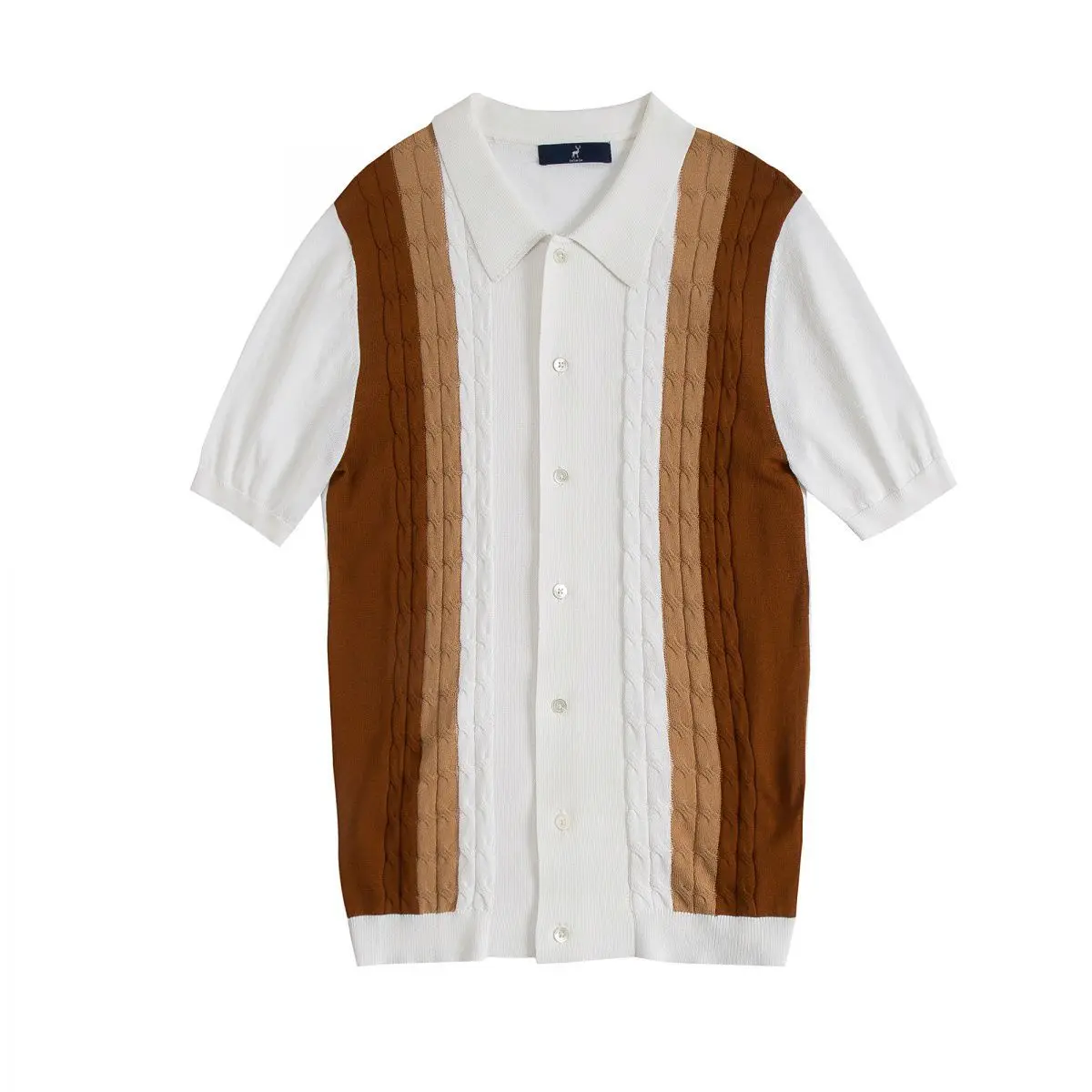 

Summer men's slim new men's lapel knitted polo shirt color matching casual clothes short sleeve T-shirt