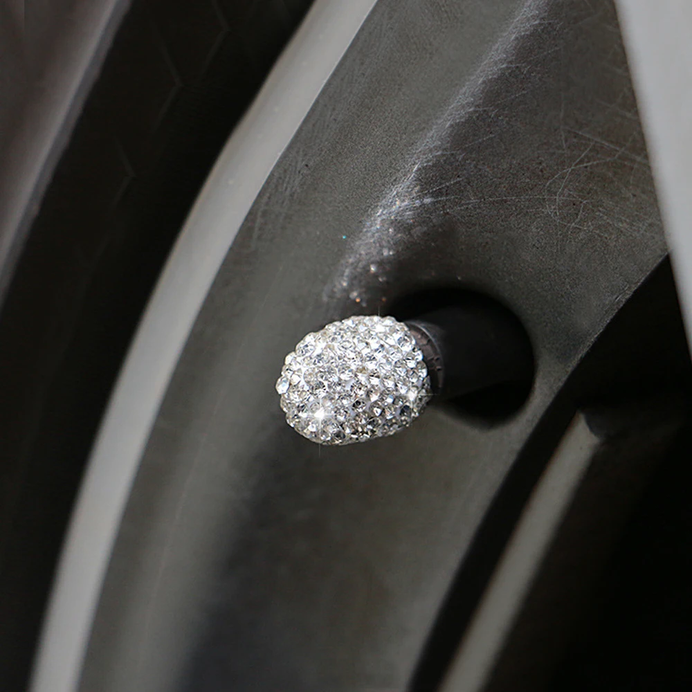 

4 Pieces Of Car Accessories Diamond Car Tire Air Port Dust Cover Ventilated Rim Tire Valve Stem Cover