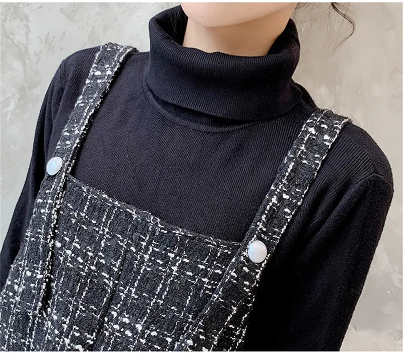 Осенне-зимний новый свитер с высоким воротником + шерстяное платье-жилет 2