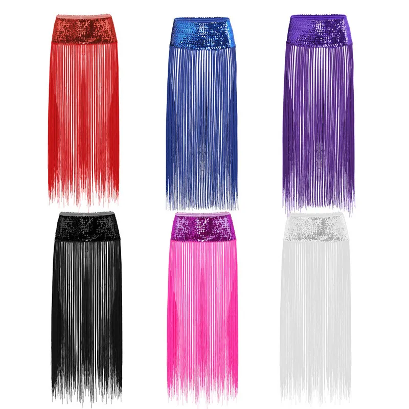 Женский шарфик в стиле бохо блестящий на бедрах с длинной бахромой эластичная