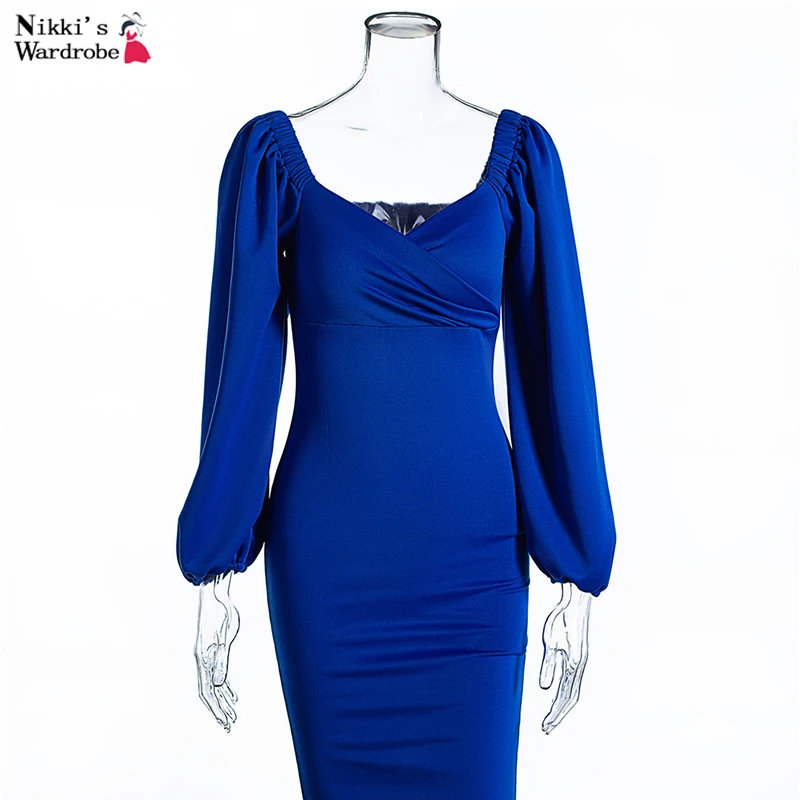 

Sexy V Neck Off Shoulder Bodycon Dress Women Dress Winter 2020 Club Party Night Red Elegant Midi Solid Vintage Dress Vestidos