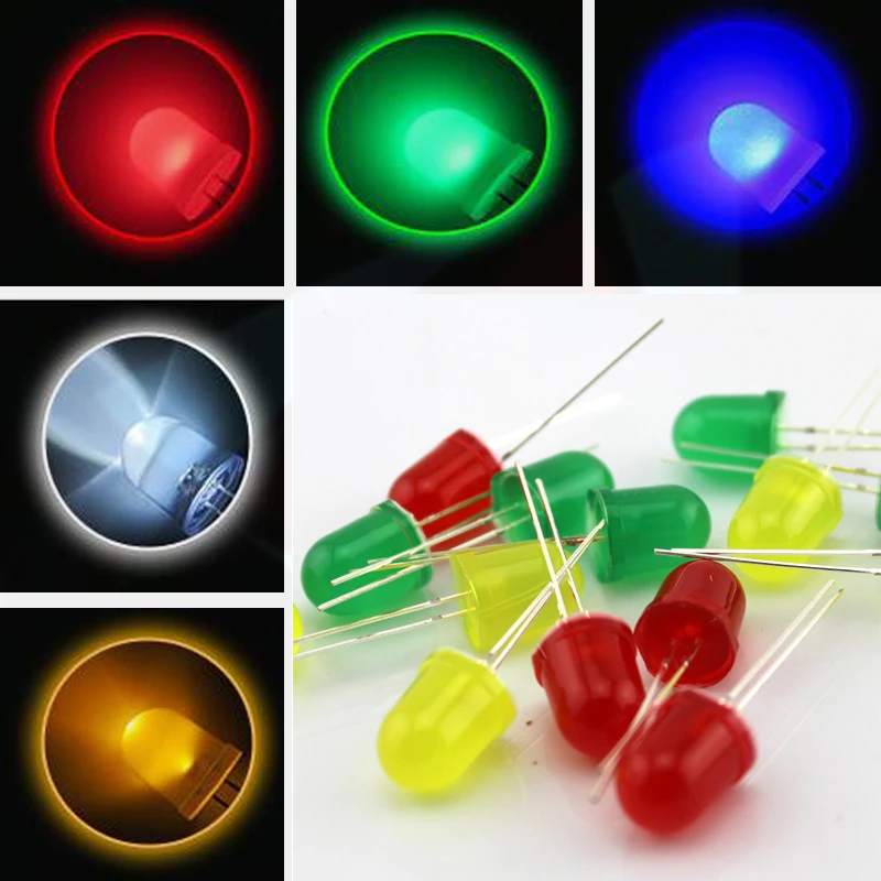 10 мм шт./лот красный синий белый желтый зеленый оранжевый светодиод круглые DIP