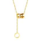 LUXUKISSKIDS циркон круглый кулон нержавеющая сталь звено цепи ожерелье для женщин колье воротники аксессуары-кисточки ювелирные изделия