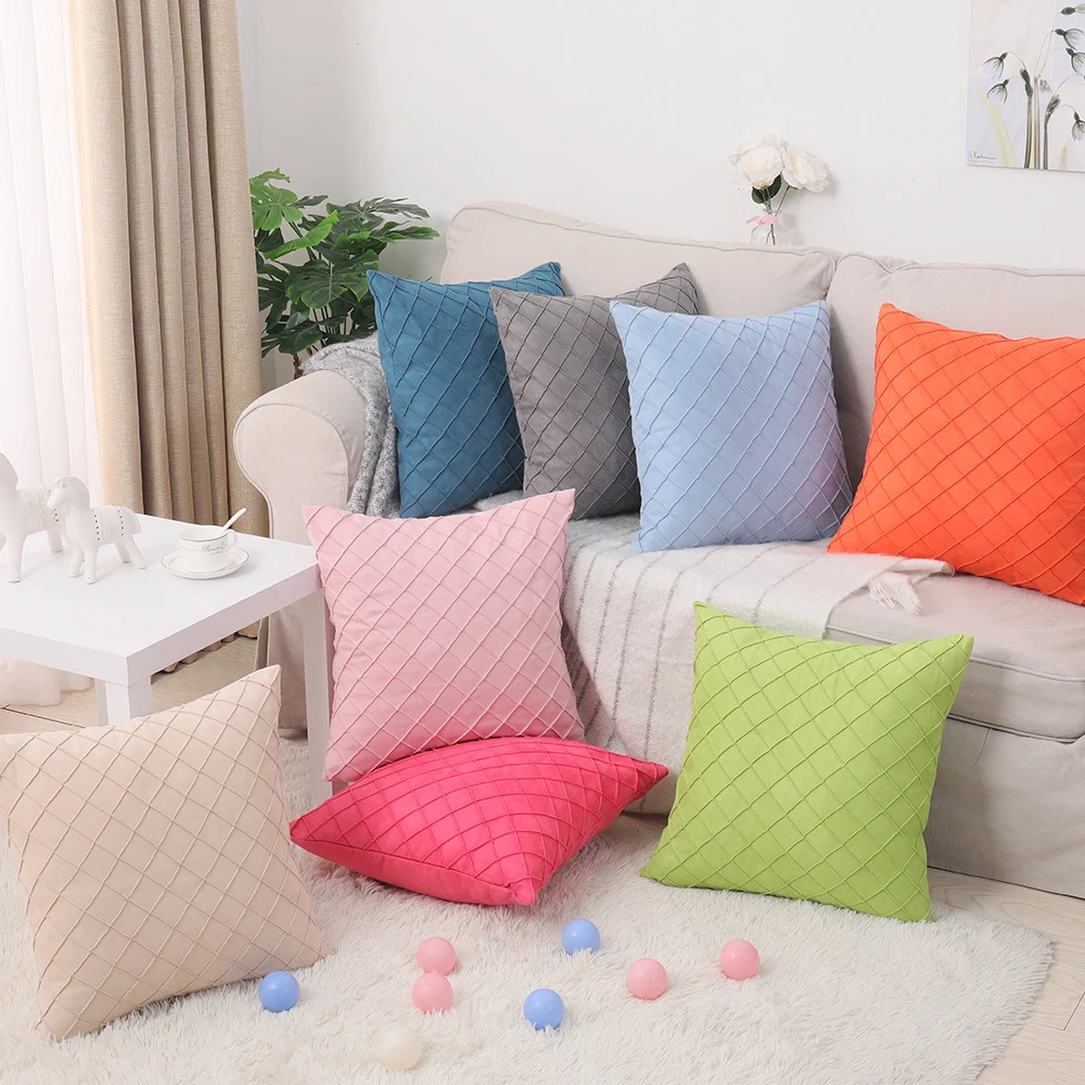 Замшевый чехол для подушки с вышивкой наволочки ромбовидными сетками диванных