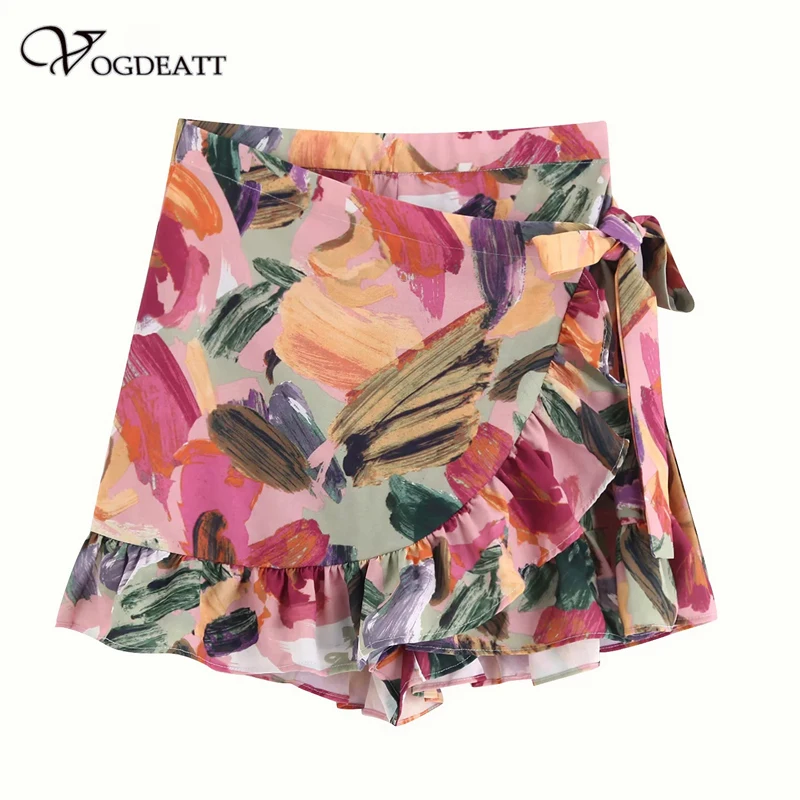 Женский комплект из двух предметов с цветочным принтом на одно плечо короткий