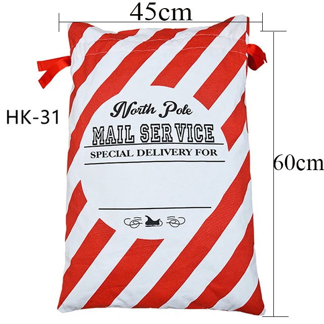 Saco grande de Pap&aacute; Noel para Navidad, bolsa de lona con cord&oacute;n, 38 estilos, regalo para ni&ntilde;os, venta al por mayor, 50 unids/lote-2