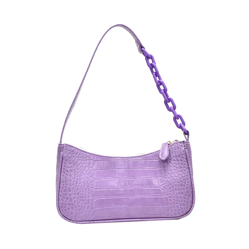 

Women Leather Handbags Luxury Brand Totes 2021 Baguette Bag Female Fashion Alligator Leather Handbag Lady Chain Shoulder Bags