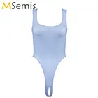 Женский гладкое нижнее белье без рукавов с высоким вырезом, стринги, боди, пикантная ночная рубашка с открытой промежностью, боди, популярный комбинезон, Пижама