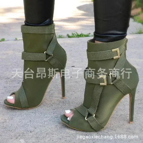 

Large size women's shoes 21 years spring and summer fish mouth sandals belt buckle bag heel high top high heel fashion sandals