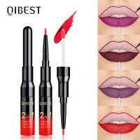 qibest 2 in 1 lip liner lip gloss 20 colors waterproof matte long lasting red lipliner makeup nude lip pen lipstick cosmetics