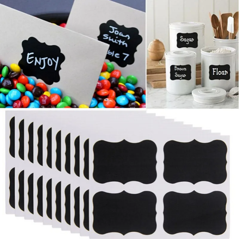 36pcs Fancy Black Board Kitchen Jam Jar Label Labels Stickers 5cm x 3.5cm Decor Chalkboard | Дом и сад