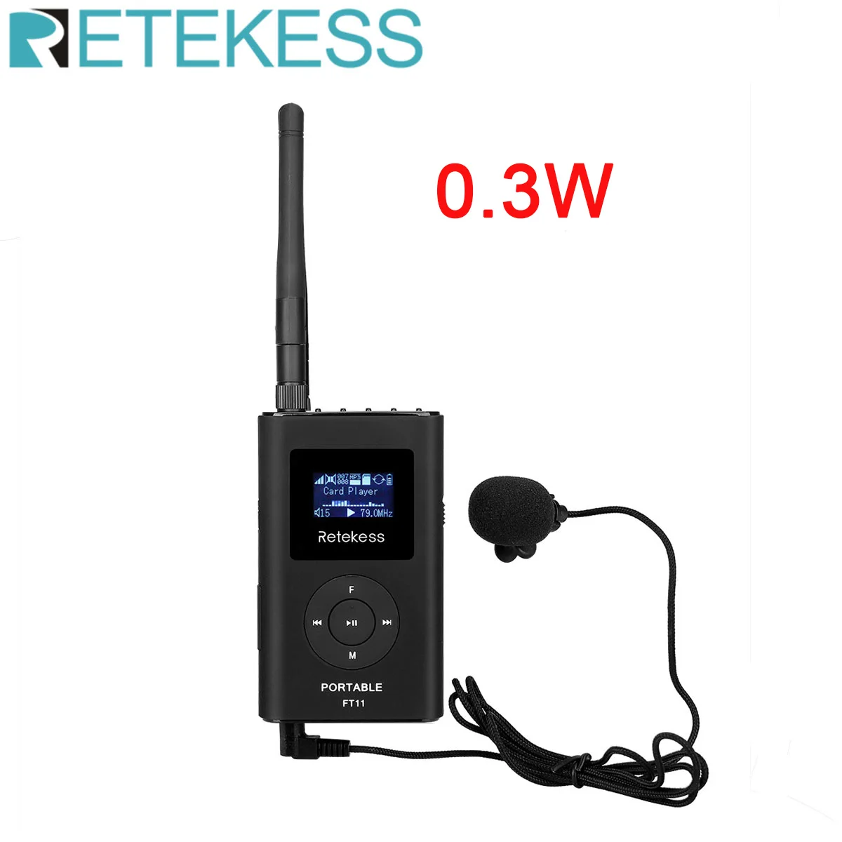 Беспроводной FM трансмиттер RETEKESS FT11 0 3 Вт MP3 портативный для церкви автомобиля