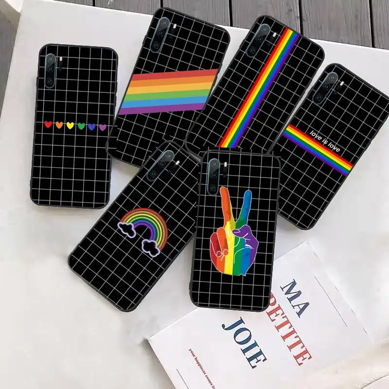 Радужный клетчатый чехол для телефона с надписью love геев Huawei P9 P10 P20 P30 Lite 2016 2017 2019