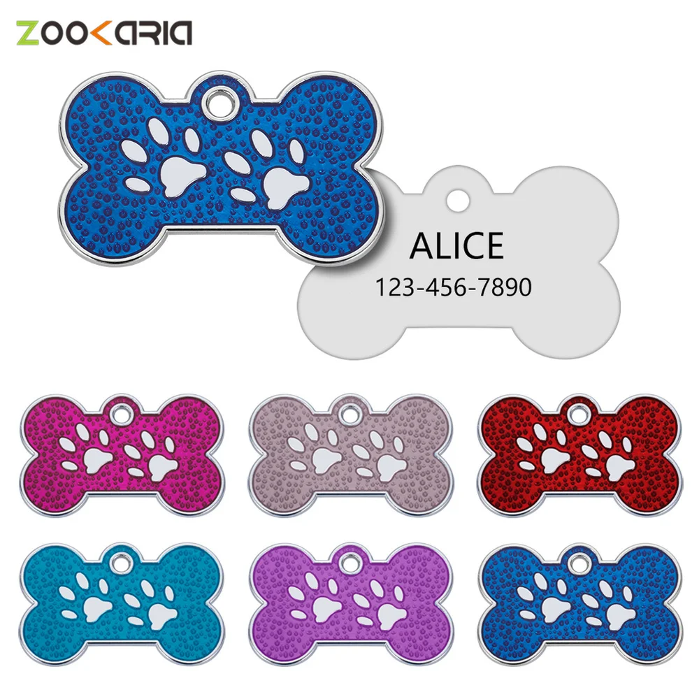 

Personalized Pet ID Tags Engraved Pet ID Name Number for Cat Dog Puppy Collar Tag Pendant Bone/Paw Glitter Pet Accessories