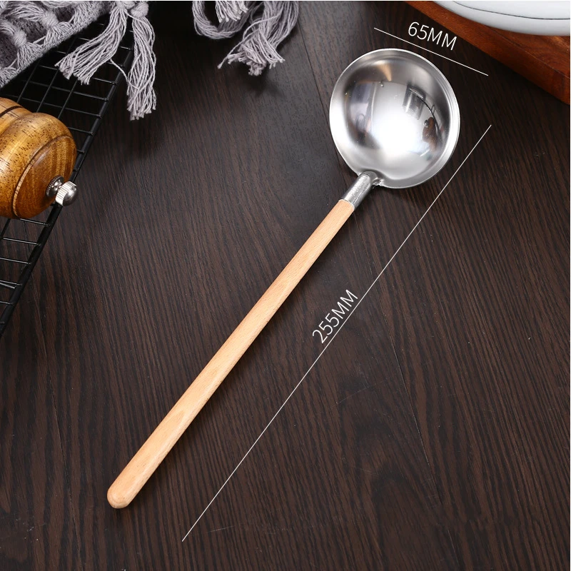 Кухонная утварь с деревянной ручкой кухонная нержавеющая сталь Золотая